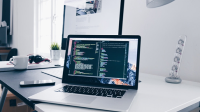 Laptop on desk